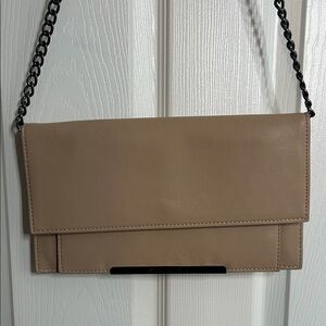 Steve Madden Elegant Tan Leather Clutch Envelope Chain
